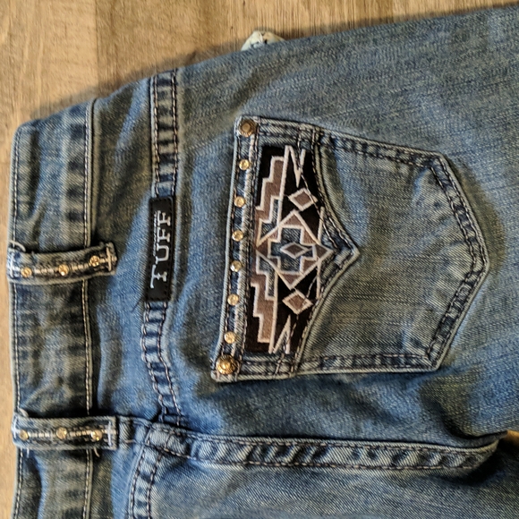 COWGIRL TUFF Sonora bootcut blingy Aztec embroidered blue jeans JS0N0R sz 24x33L - Picture 7 of 15